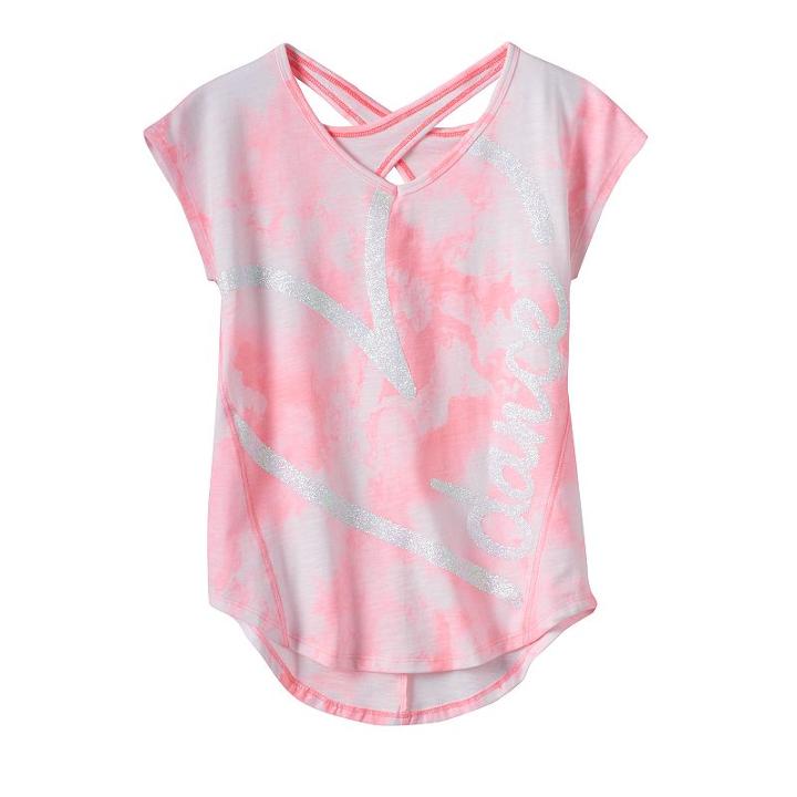 Girls 7-16 & Plus Size So&reg; Sugar Glitter Graphic Crossback Tee, Girl's, Size: 12, Brt Pink