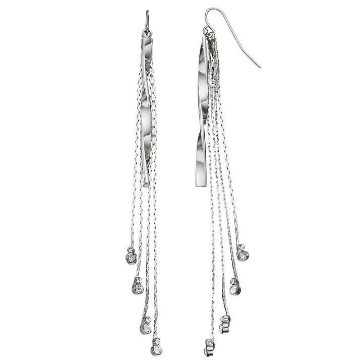 Twisted Bar Nickel Free Waterfall Earrings, Women's, Silver