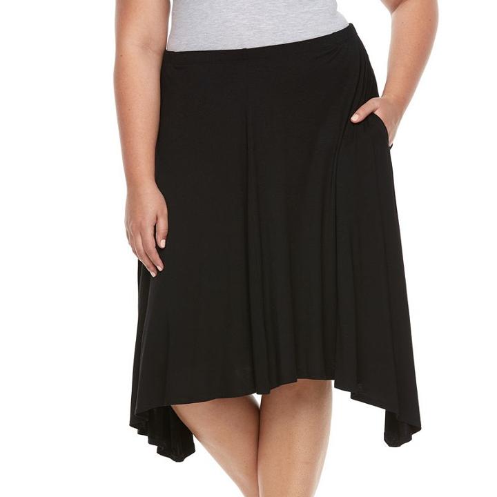 Plus Size Apt. 9&reg; Shark Bit A-line Midi Skirt, Women's, Size: 4xl, Black