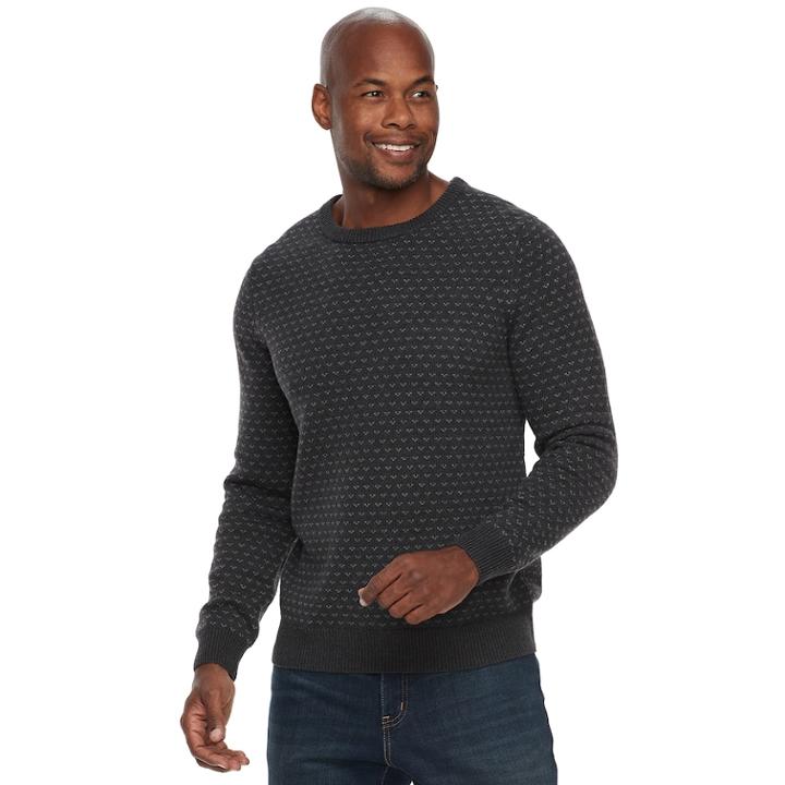Men's Croft & Barrow&reg; Classic-fit Crewneck Sweater, Size: Large, Grey (charcoal)