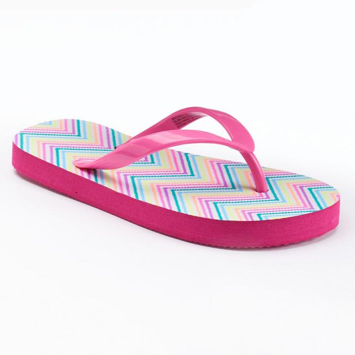 Girls 4-16 So&reg; Print Flip Flops, Girl's, Size: Xl(3/4), White