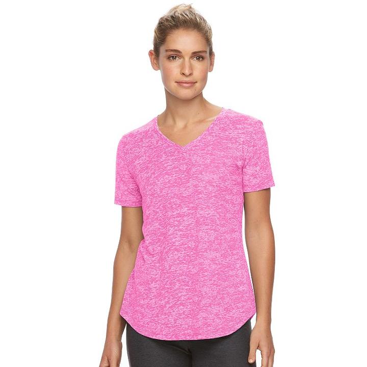 Women's Tek Gear&reg; Easy Burnout V-neck Yoga Tee, Size: Medium, Med Pink
