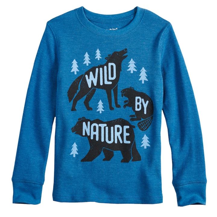 Boys 4-12 Jumping Beans&reg; Wild By Nature Thermal Top, Size: 5, Dark Blue