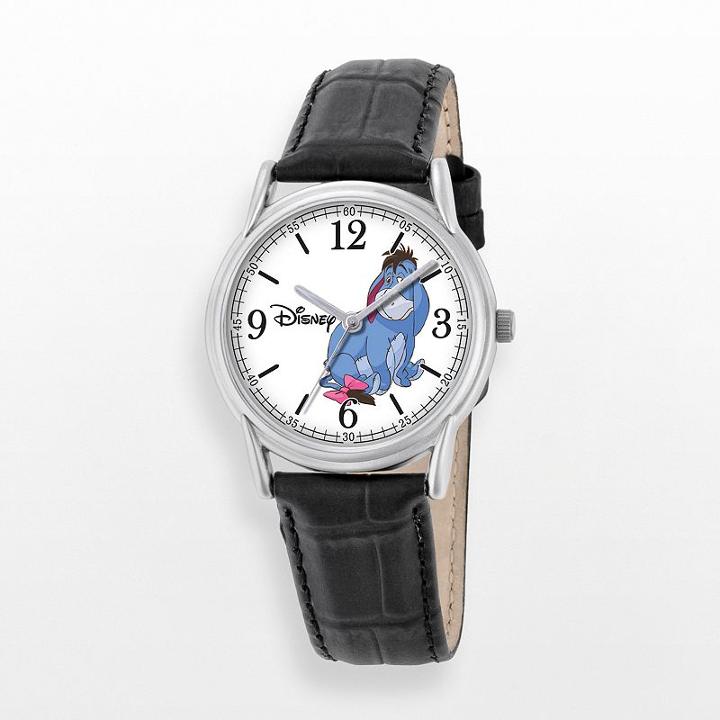 Disney's Winnie The Pooh & Friends Eeyore Men's Leather Watch, Black