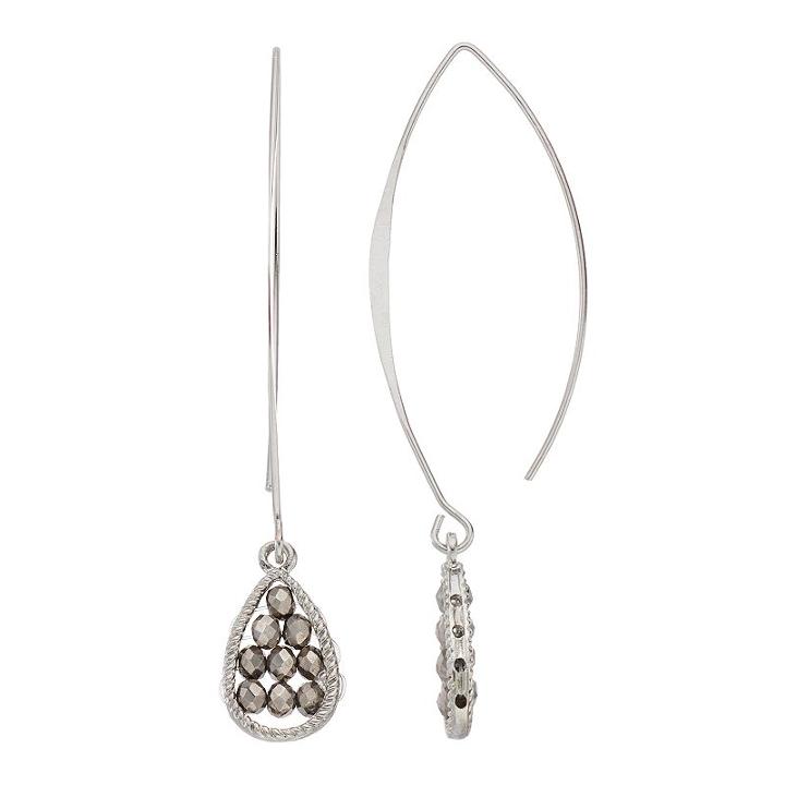 Apt. 9&reg; Beaded Marquise Drop Earrings, Women's, Silver