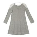 Girls 7-16 Iz Amy Byer Lace Shoulder Knit Swing Dress With Necklace, Size: Large, Light Grey