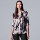 Women's Simply Vera Vera Wang Pintuck Crepe Blouse, Size: Xl, Dark Blue