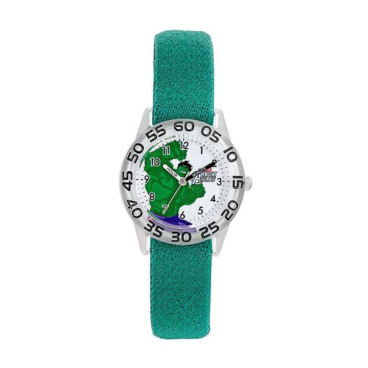 Marvel The Avengers Assemble Hulk Boys' Time Teacher Watch, Green