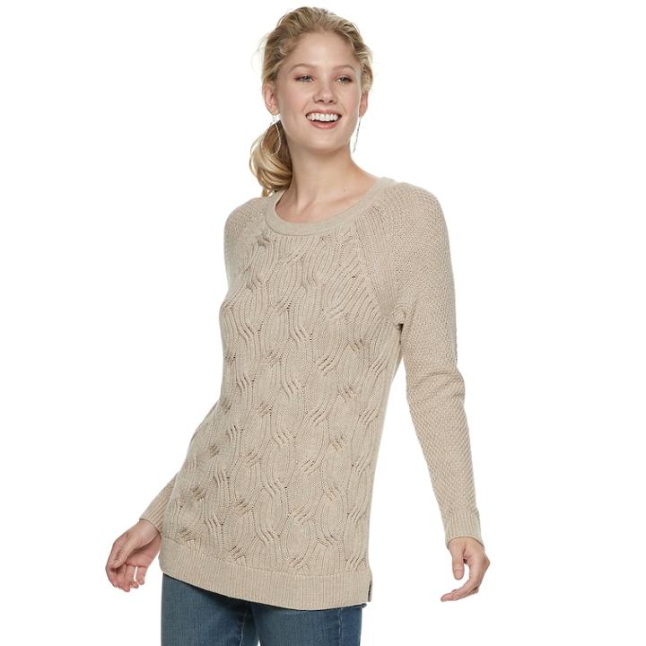 Women's Sonoma Goods For Life&trade; Twist Cable-knit Sweater, Size: Large, Med Brown