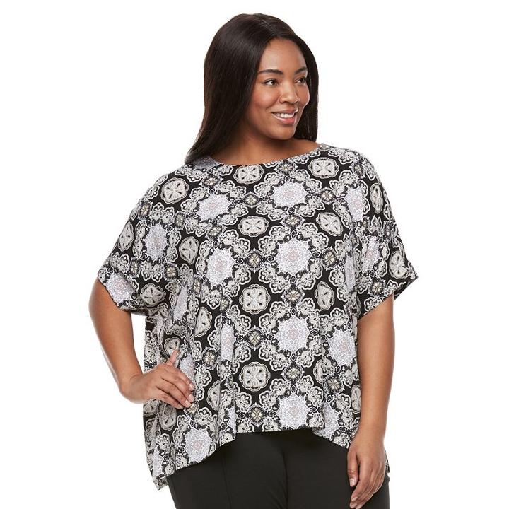 Plus Size Croft & Barrow&reg; Crepe Popover Top, Women's, Size: 2xl, Black
