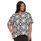 Plus Size Croft & Barrow&reg; Crepe Popover Top, Women's, Size: 2xl, Black