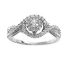 Simply Vera Vera Wang Round Cut Diamond Twist Halo Engagement Ring In 14k White Gold (3/8 Ct. T.w.), Women's, Size: 9