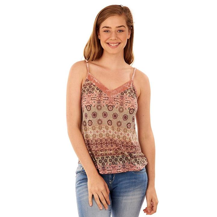 Juniors' Wallflower Velvet Trim Swing Tank, Teens, Size: Small, Med Pink