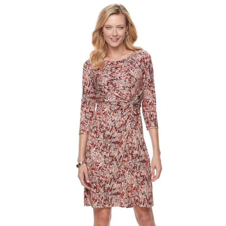 Women's Dana Buchman Printed Knot-front Dress, Size: Medium, Med Grey