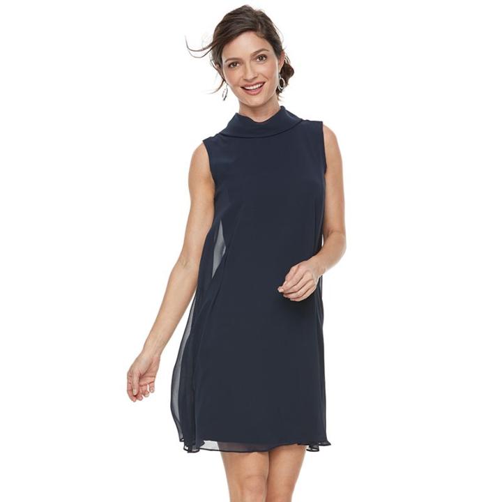 Women's Sharagano Sleeveless Mock Neck Dress, Size: 8, Blue (navy)