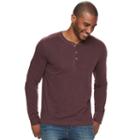 Men's Sonoma Goods For Life&trade; Slim-fit Garment-dyed Slubbed Henley, Size: Medium, Brown