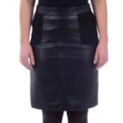 Women's Excelled Colorblock Leather Pencil Skirt, Size: Small, Black