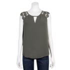 Juniors' Grayson Threads Lace Cap Sleeve Top, Teens, Size: Medium, Dark Green