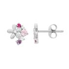 Junior Jewels Kids' Sterling Silver Cubic Zirconia Flower Stud Earrings, Women's, White