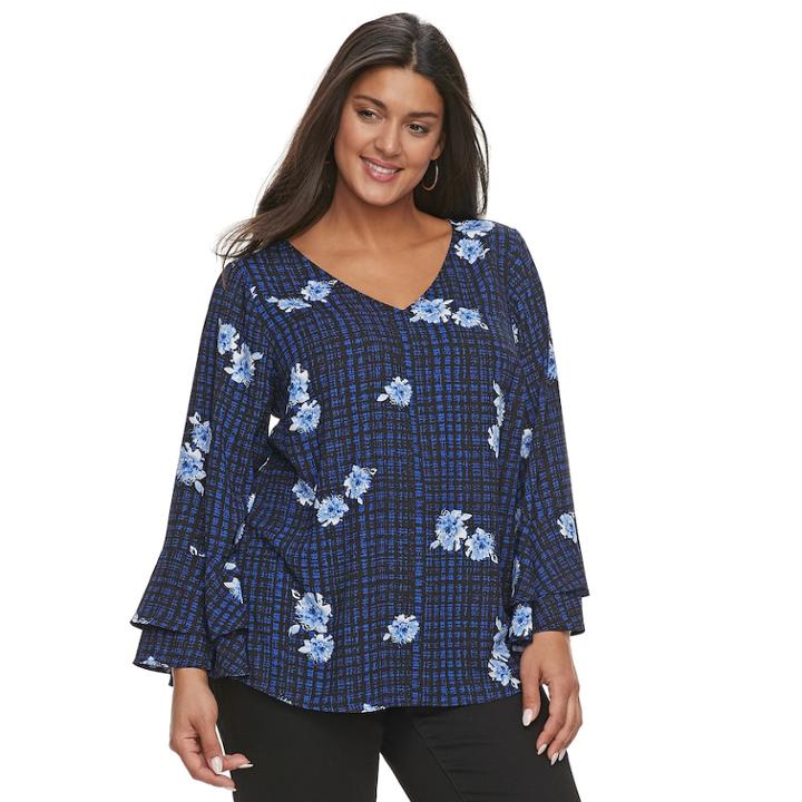Plus Size Apt. 9&reg; Double Bell Sleeve Top, Women's, Size: 1xl, Med Blue