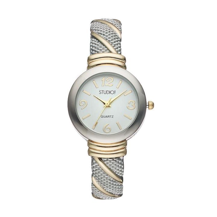 Studio Time Women's Two Tone Cuff Watch, Size: Small, Multicolor