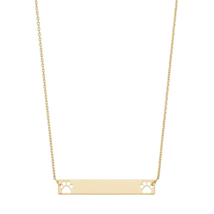 14k Gold Cutout Paw Prints Bar Link Necklace, Women's, Size: 16, Yellow