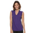 Women's Dana Buchman Knot-front Top, Size: Large, Purple