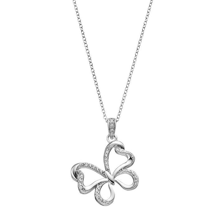 Hallmark Sterling Silver Cubic Zirconia Butterfly Pendant Necklace, Women's, Size: 18, White
