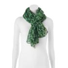Reindeer, Snowflake & Jingle Bell Oblong Scarf, Women's, Green