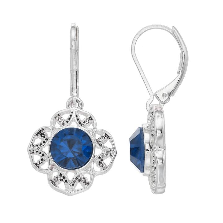 Napier Silver Plated Glass Stone Drop Earrings, Women's, Blue