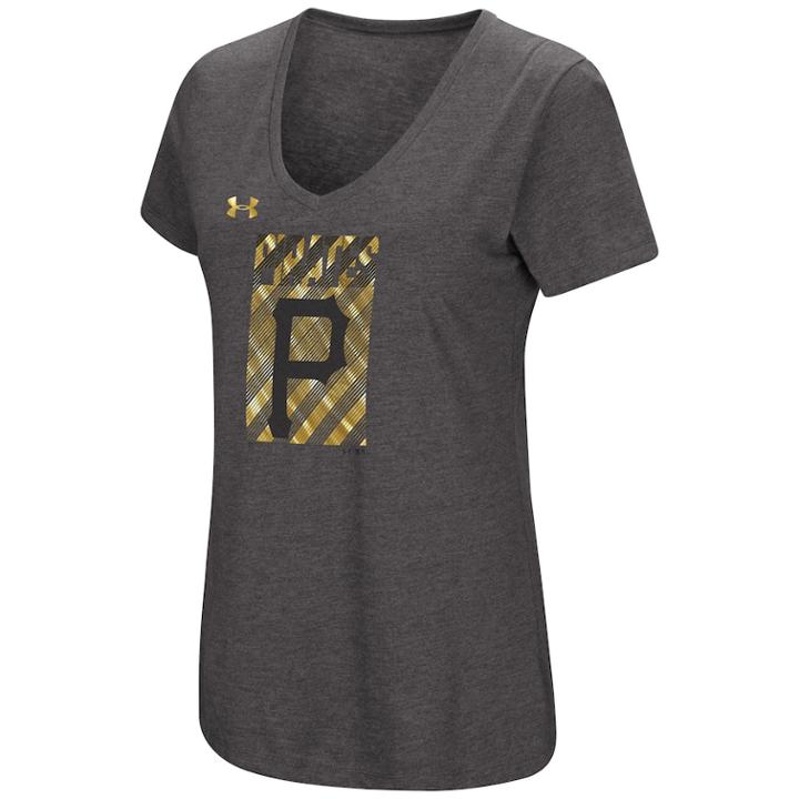 Women's Under Armour Pittsburgh Pirates Heat Gear Streak Tee, Size: Xlrg Av/rg, Dark Grey
