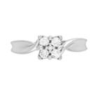 Cherish Always Round-cut Diamond Square Cluster Engagement Ring In 10k White Gold (1/5 Ct. T.w.), Women's, Size: 7.50