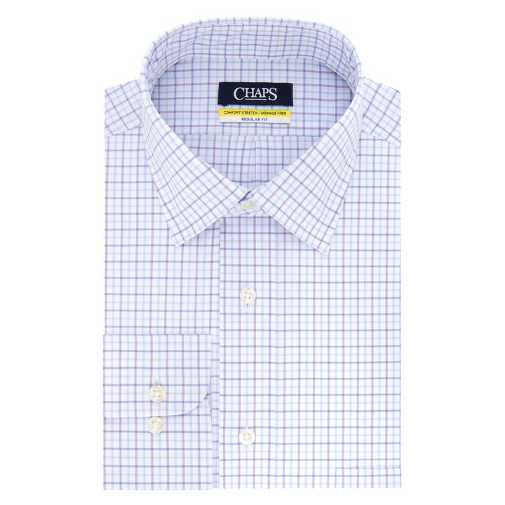 Men's Chaps Slim-fit Stretch Collar Dress Shirt, Size: 17-34/35, Brt Purple