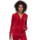 Women's Tek Gear&reg; Velour Zip-up Jacket, Size: Large, Med Red