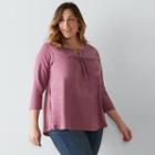 Plus Size Sonoma Goods For Life&trade; Embroidered Splitneck Top, Women's, Size: 1xl, Dark Red