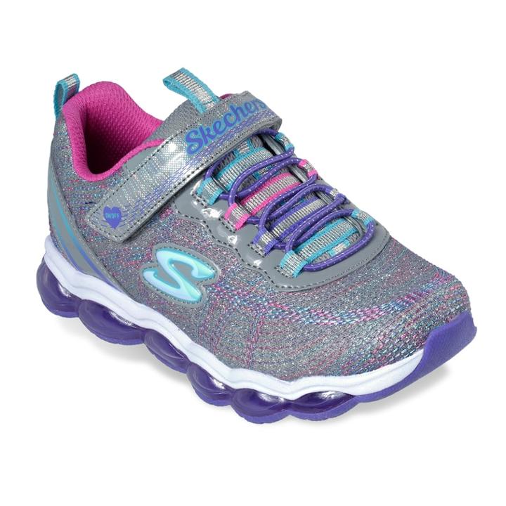 Skechers Glimmer Lights Girls' Light-up Shoes, Size: 3, Grey