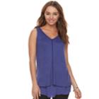 Women's Apt. 9&reg; Mixed-media Double-layer Tank, Size: Large, Drk Purple