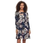 Women's Nina Leonard Floral Criss-cross Keyhole Dress, Size: Large, Blue Other