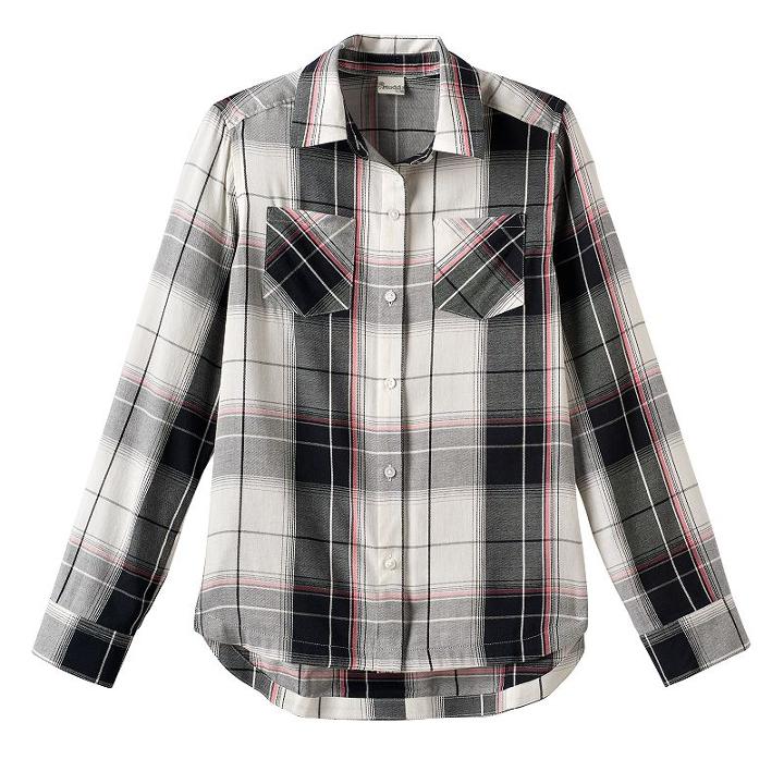 Girls 7-16 & Plus Size Mudd&reg; Curved Hem Plaid Button-down Shirt, Girl's, Size: 20 1/2, White Oth