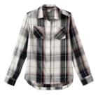 Girls 7-16 & Plus Size Mudd&reg; Curved Hem Plaid Button-down Shirt, Girl's, Size: 20 1/2, White Oth