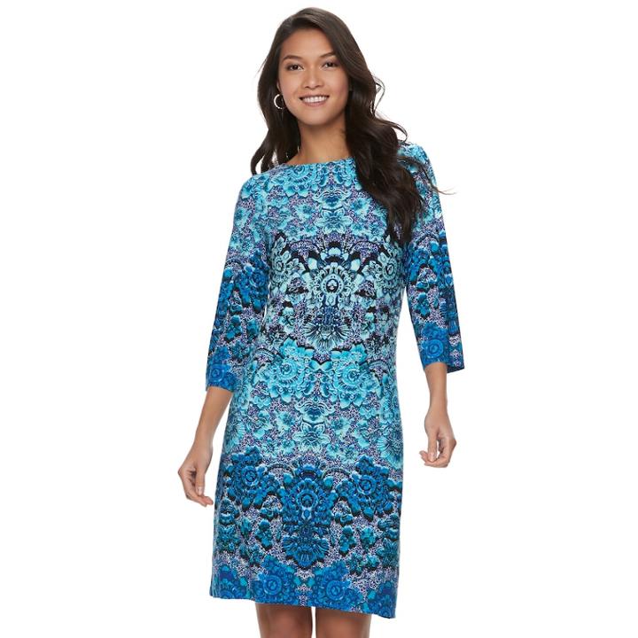 Women's Suite 7 Printed Shift Dress, Size: 8, Blue