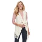 Petite Sonoma Goods For Life&trade; Cable Knit Fringe Vest, Women's, Size: Xs Petite, White Oth