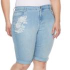 Plus Size Gloria Vanderbilt Jordyn Embroidered Jean Bermuda Shorts, Women's, Size: 24 W, Med Blue
