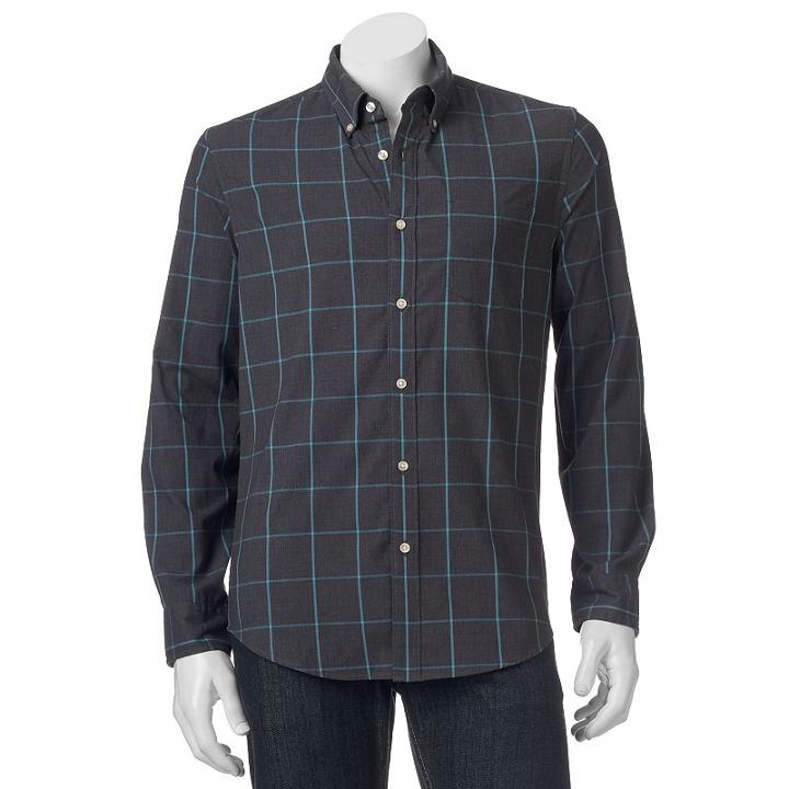 Men's Sonoma Goods For Life&trade; Poplin Button-down Shirt, Size: Small, Blue (navy)