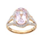 14k Gold Over Silver Rose De France Amethyst & Lab-created White Sapphire Halo Ring, Women's, Size: 6, Multicolor