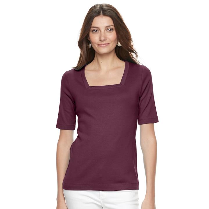 Women's Croft & Barrow&reg; Squareneck Tee, Size: Xl, Red