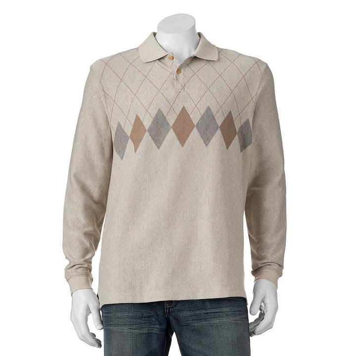 Men's Haggar Classic-fit Argyle Jacquard Polo, Size: Large, White Oth