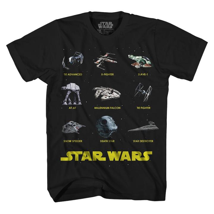 Boys 8-20 Star Wars Ships Tee, Size: Small, Black