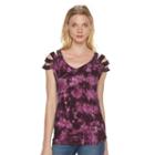 Women's Rock & Republic&reg; Slashed Tie-dye Shirt, Size: Small, Med Purple