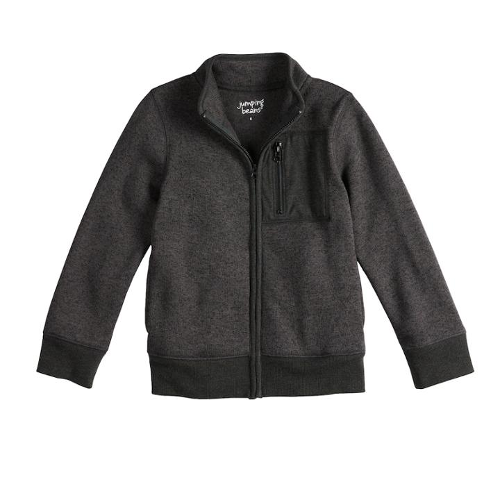 Boys 4-12 Jumping Beans&reg; Zip Mock Neck Marled Jacket, Size: 10, Black